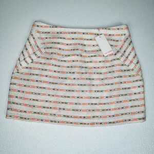 renamed Beige/Orange Striped Tweed Mini Skirt Size XS NWT
